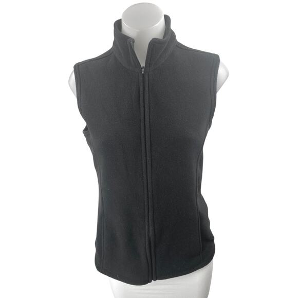 L.L.Bean Women's Black Sleeveless Turtleneck Full Zip Vest Coat Jacket Size M - Picture 1 of 3
